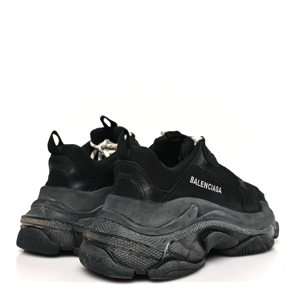 Balenciaga Fabric Mesh Clear Sole Womens Triple S Sneakers 38 Black
