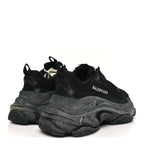 Balenciaga Fabric Mesh Clear Sole Womens Triple S Sneakers 38 Black