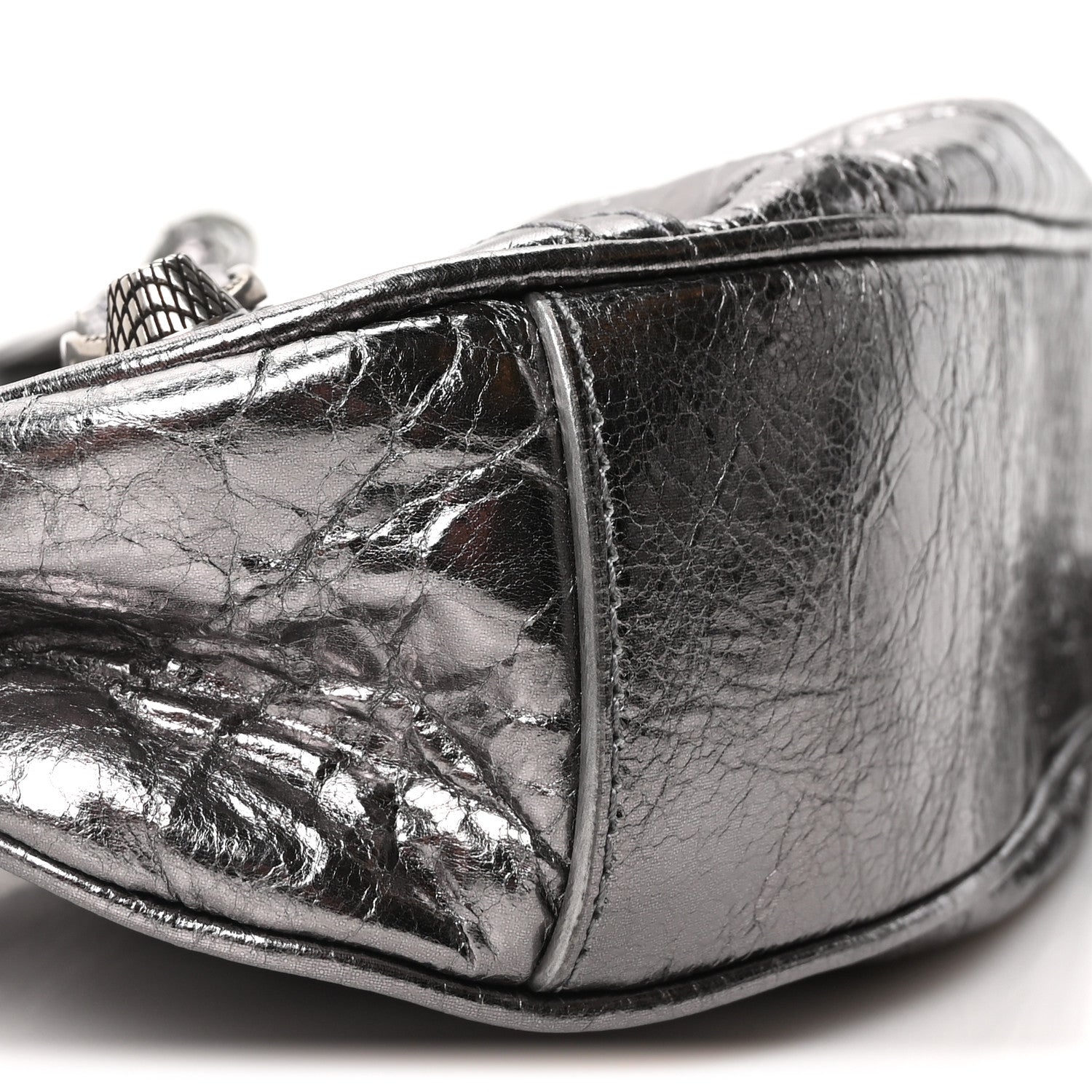 Balenciaga Metallic Agneau Arena Le Cagole Shoulder Bag XS Silver