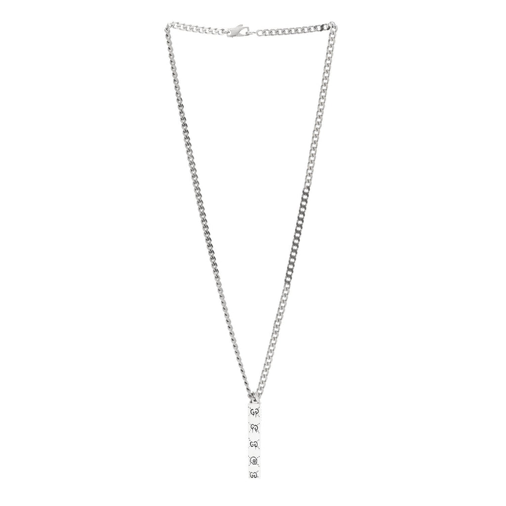 Gucci Sterling Silver Gucci Ghost Bar Pendant Necklace