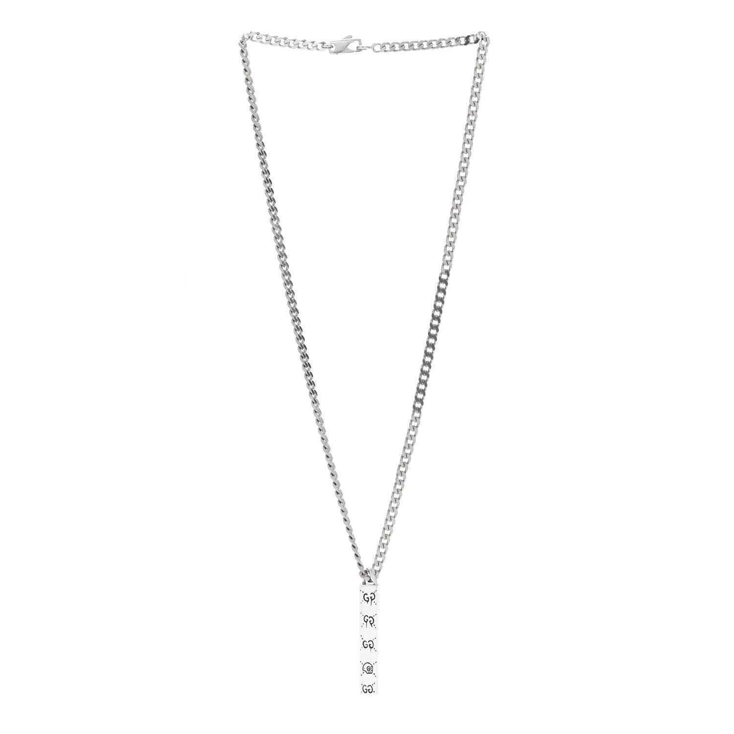 Gucci Sterling Silver Gucci Ghost Bar Pendant Necklace