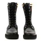 Fendi Calfskin Stretch Fabric Rockoko Biker Boots 37 Tobacco Black Marino