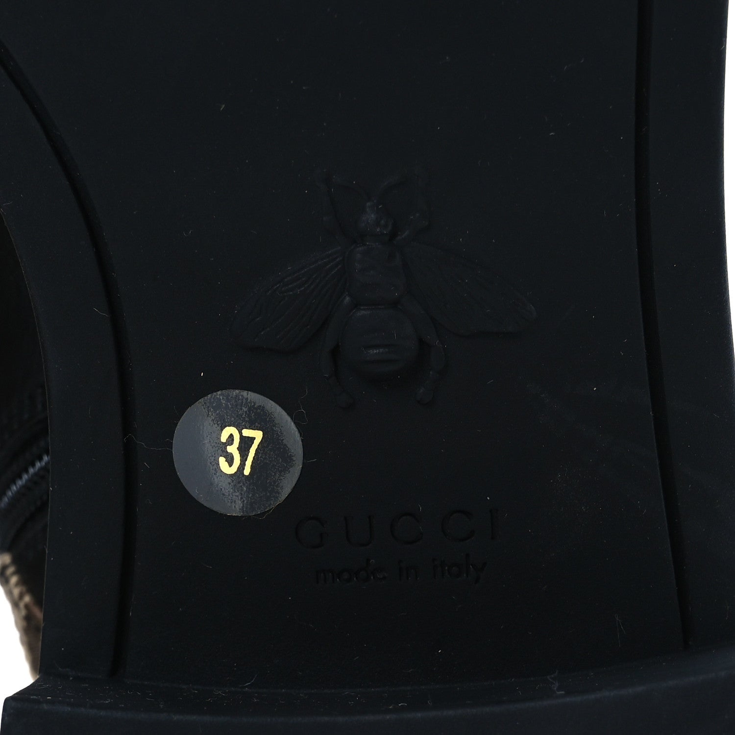 Gucci Flores Calfskin Monogram Maxi GG Nappa Matelasse Double G 40mm Ankle Boots 37 Black Camel Ebony