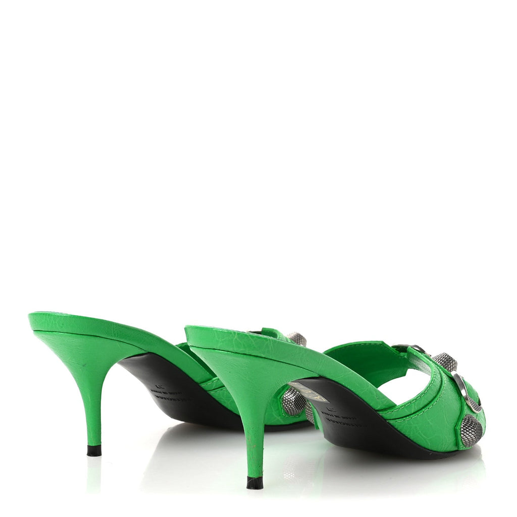 Balenciaga Agneau Arena Cagole 50mm Slide Sandals 37 Vivid Green