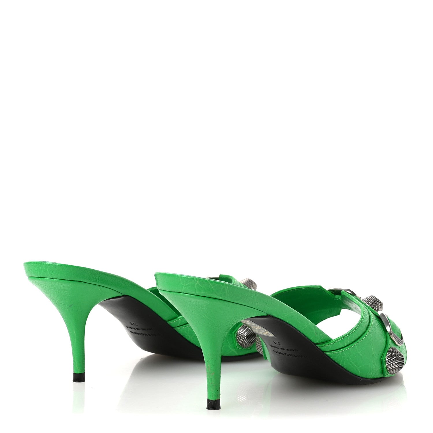 Balenciaga Agneau Arena Cagole 50mm Slide Sandals 37 Vivid Green