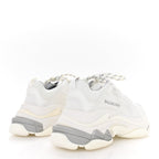 Balenciaga Fabric Mesh Bi-Color Womens Triple S Sneakers 40 White Metal Grey