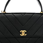 Chanel Lambskin Chevron Quilted Mini Kelly Flap Black