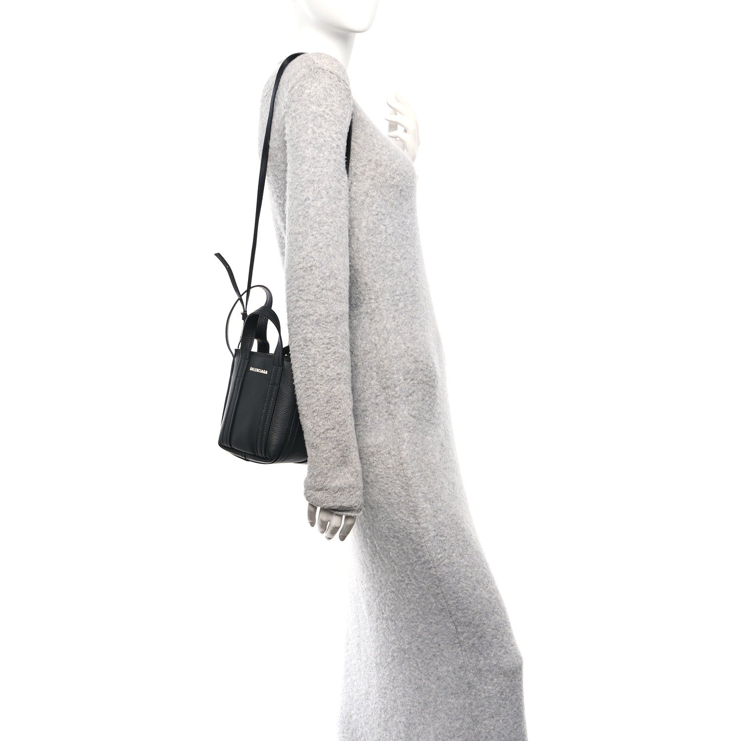 Balenciaga Grained Calfskin Mini 2.0 Everyday North South Shoulder Tote Bag Black