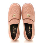 Chanel Lambskin Quilted CC Turnlock Loafers 35.5 Dark Pink