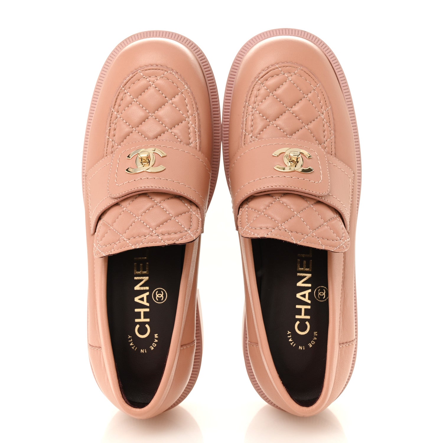 Chanel Lambskin Quilted CC Turnlock Loafers 35.5 Dark Pink