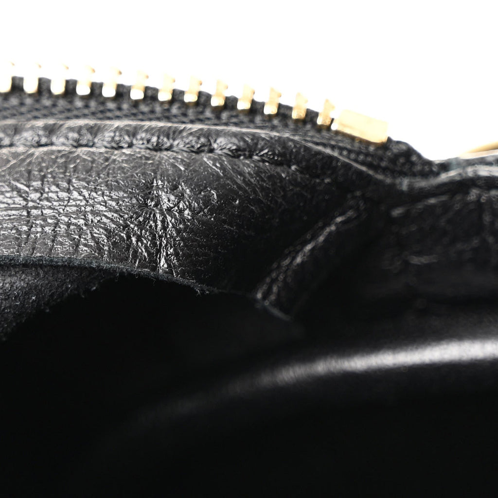 Loewe Lambskin Pleated Bracelet Pouch Shoulder Bag Black