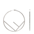 Fendi Metal Crystal Large F is Fendi Hoop Earrings Silver