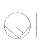 Fendi Metal Crystal Large F is Fendi Hoop Earrings Silver