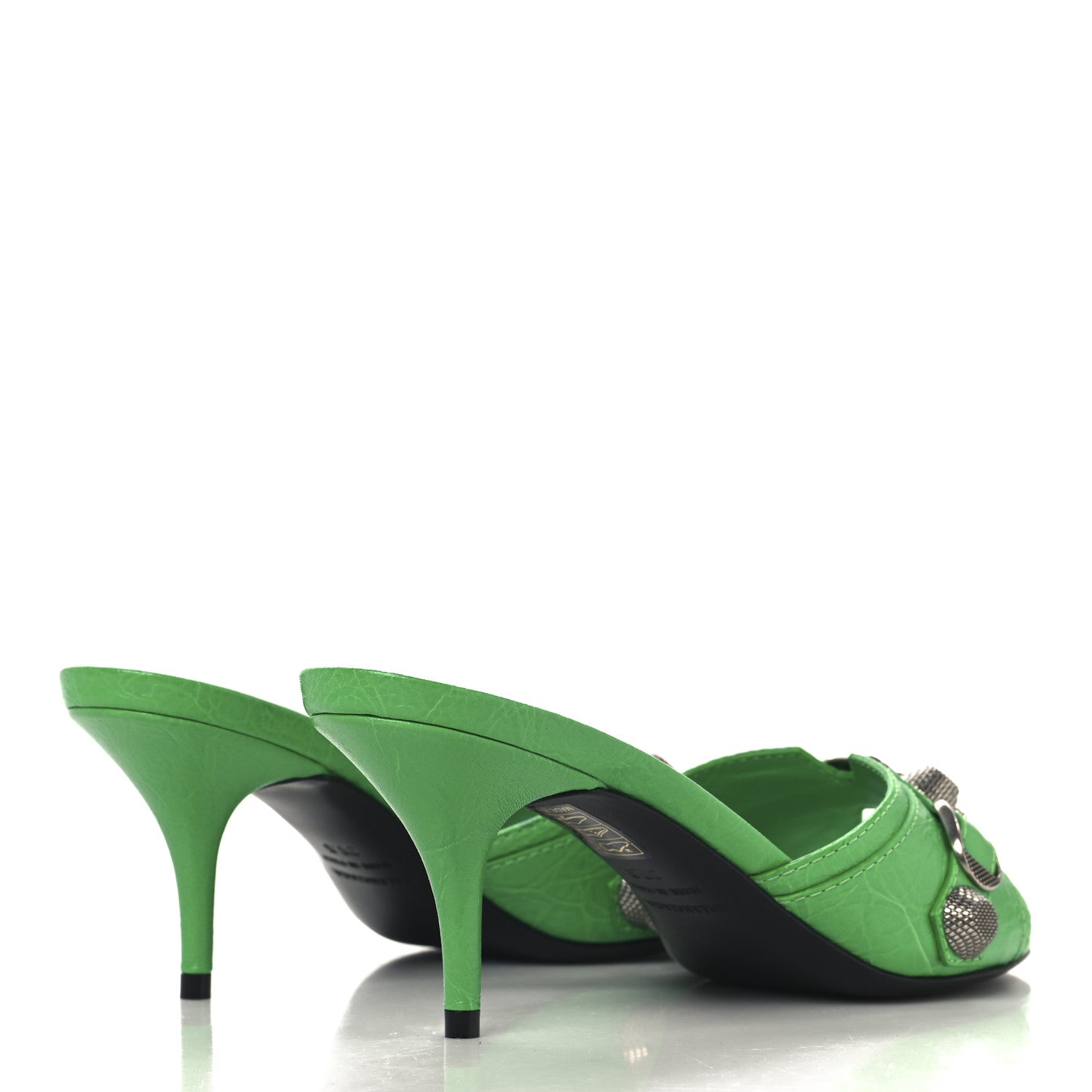Balenciaga Agneau Arena Cagole 50mm Slide Sandals 36.5 Vivd Green