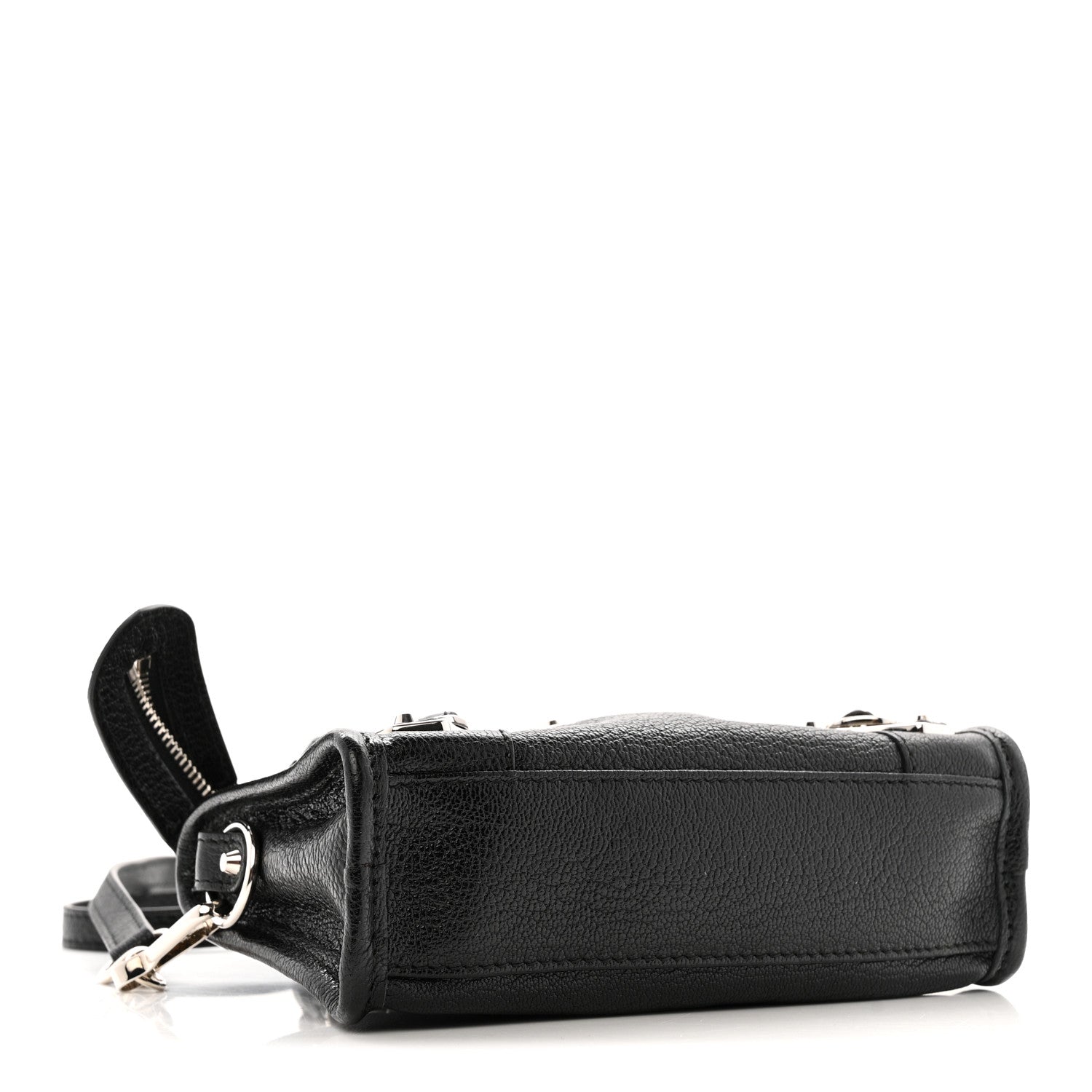 Balenciaga Chevre Silver Metallic Edge Hardware Nano City Black
