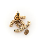 Chanel Metal Textured CC Earrings Gold