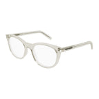 Saint Laurent Eyeglasses Round Full Rim, Transparent Beige Frame and Clear Demo Lenses Lens SL471004