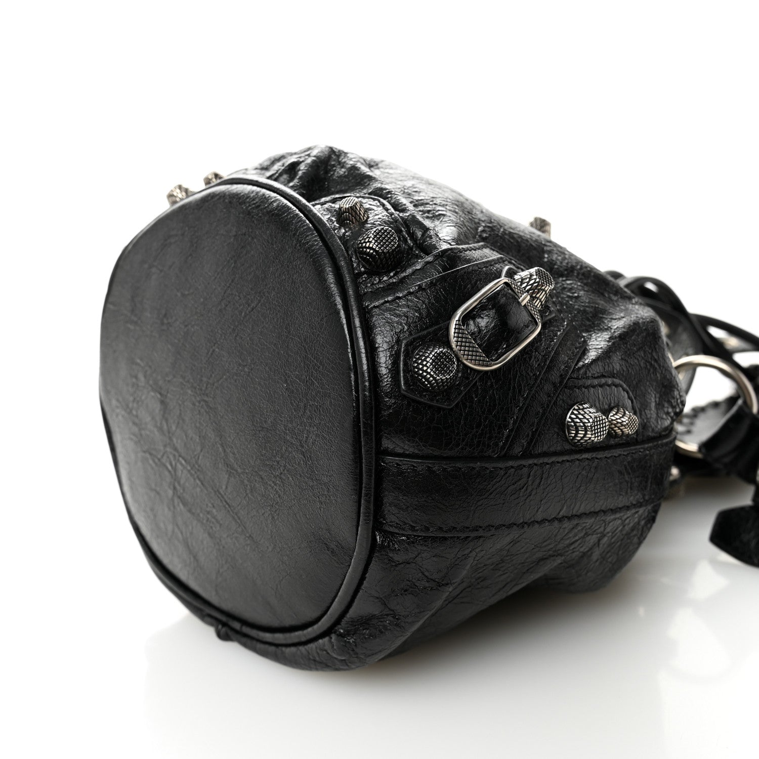 Balenciaga Agneau Arena Le Cagole Bucket Bag XS Black