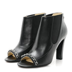 Chanel Lambskin Chain Ankle Boots 38 Black