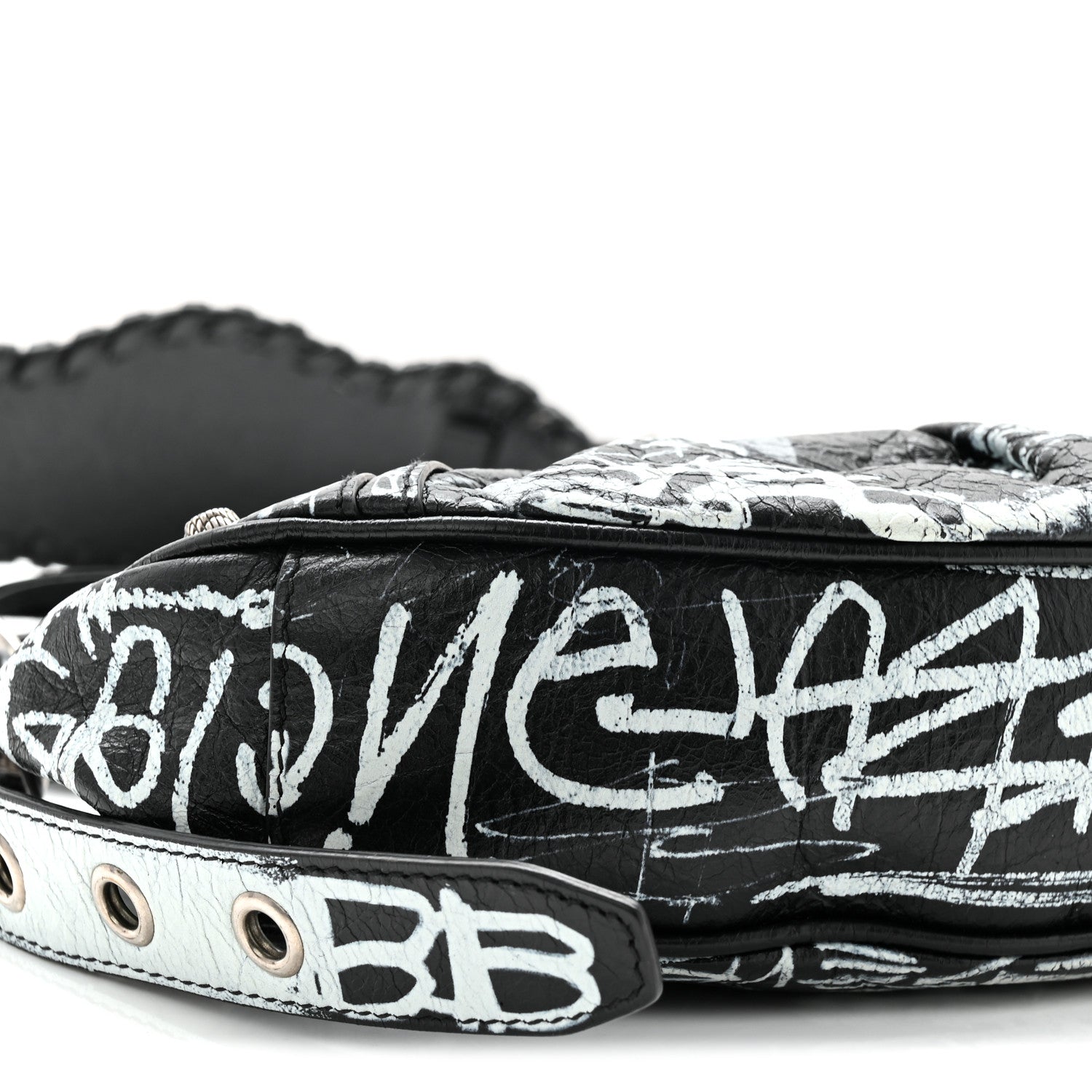 Balenciaga Agneau Arena Graffiti Le Cagole Shoulder Bag XS Black