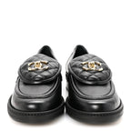 Chanel Crumpled Lambskin Quilted CC Turnlock Loafers 38.5 Black