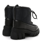 Gucci Nylon Calfskin GG Matelasse Lace Up Platform Ankle Boots 37 Black