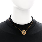 Chanel Metal CC Round Pendant Necklace Gold