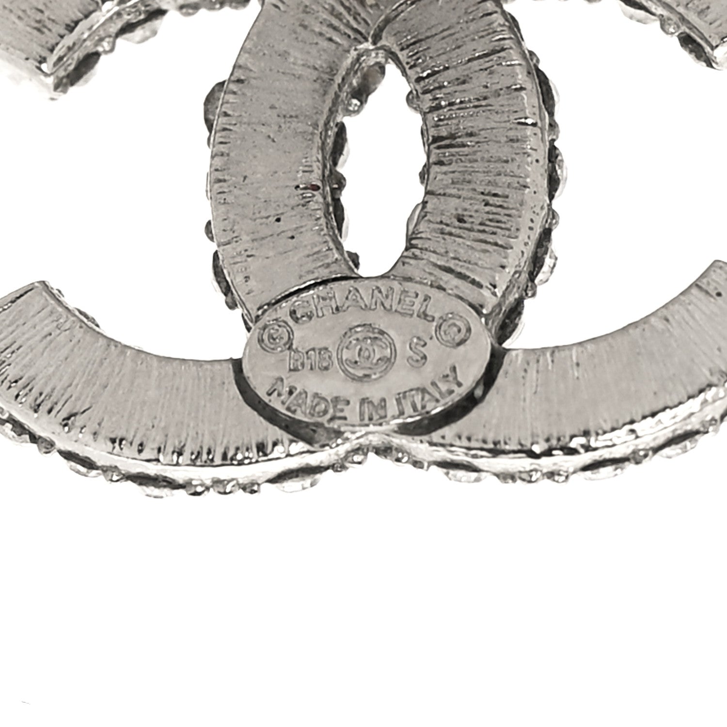 Chanel Crystal CC Treasure Chest Earrings Silver