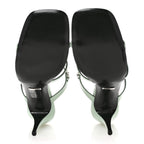 Gucci Regent Calfskin Horsebit Mid Heel Sandals 39.5 Pacific Green