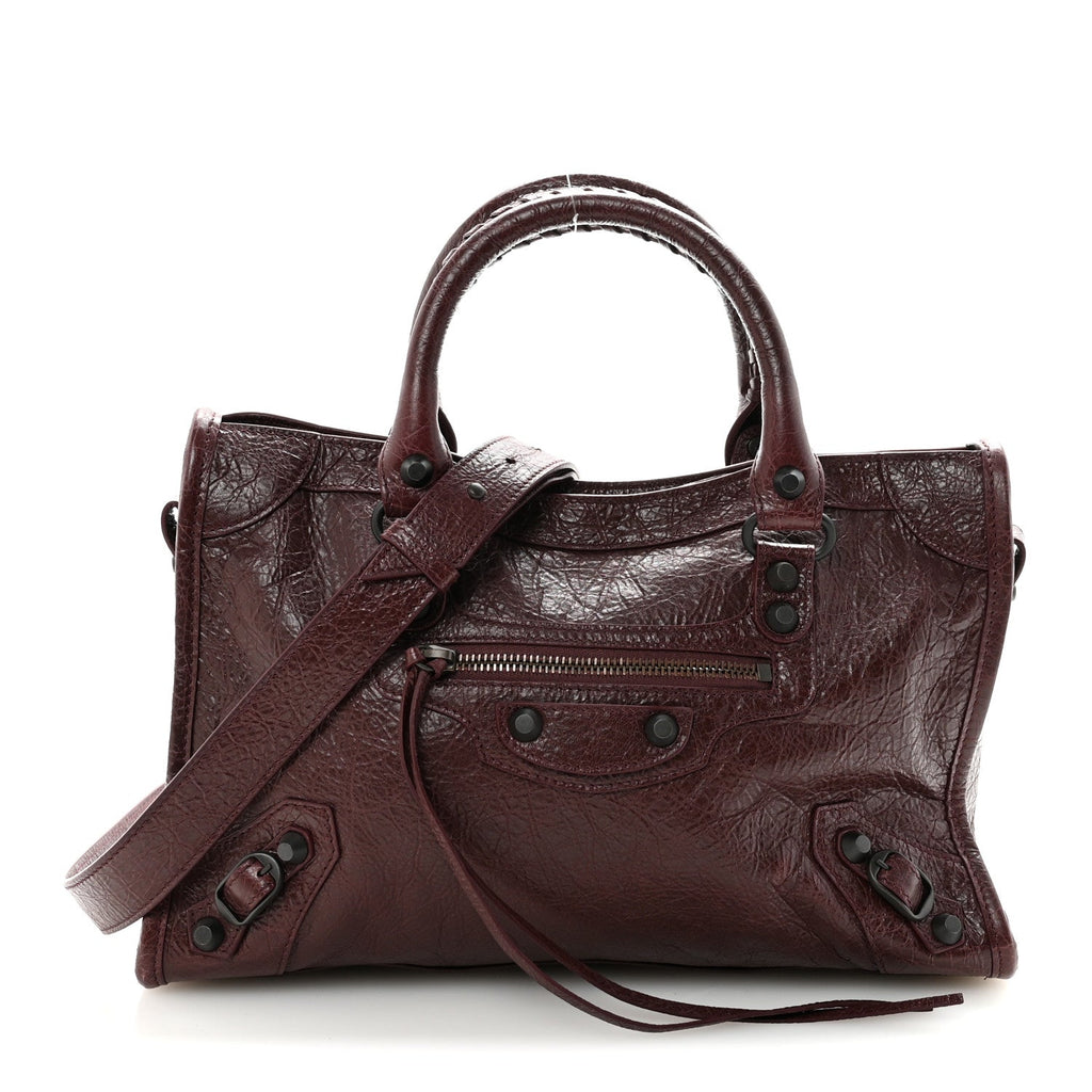 Balenciaga Agneau Arena Storico Classic Hardware Small Le City Dark Burgundy