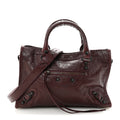Balenciaga Agneau Arena Storico Classic Hardware Small Le City Dark Burgundy