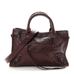Balenciaga Agneau Arena Storico Classic Hardware Small Le City Dark Burgundy