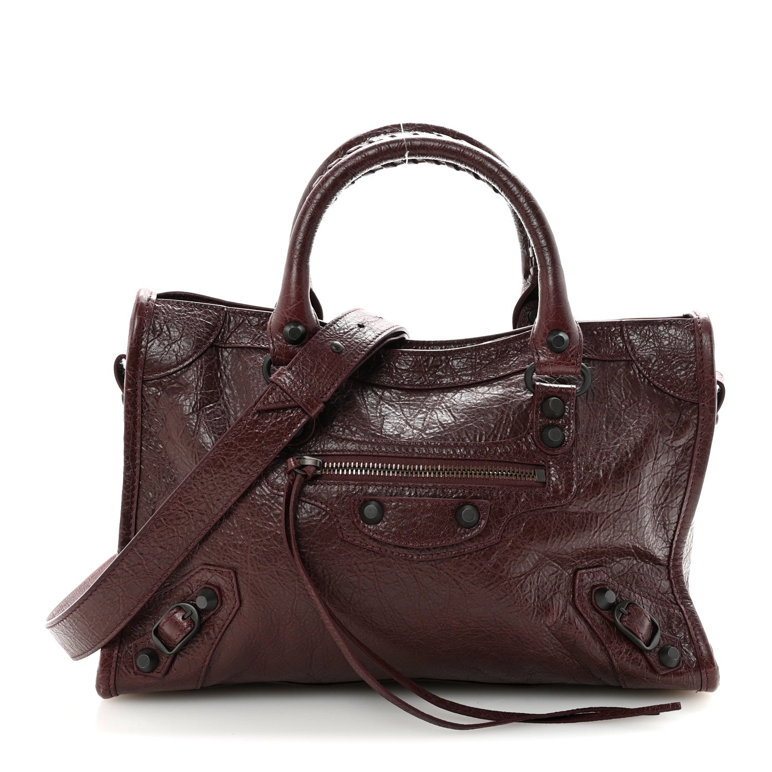 Balenciaga Agneau Arena Storico Classic Hardware Small Le City Dark Burgundy