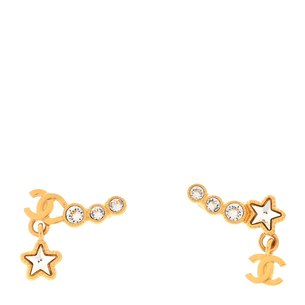 Chanel Crystal CC Shooting Star Earrings Gold
