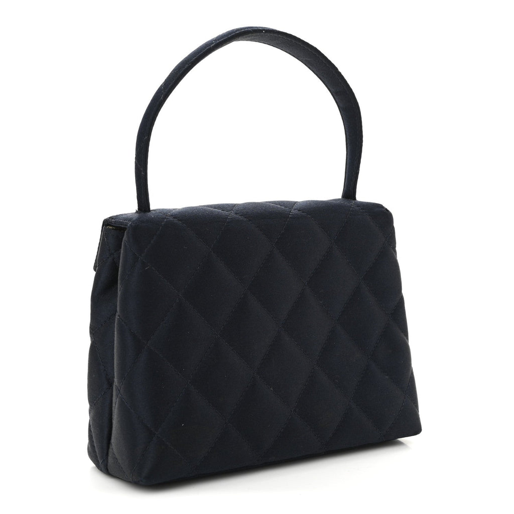 Chanel Satin Quilted Kelly Flap Bag Navy
