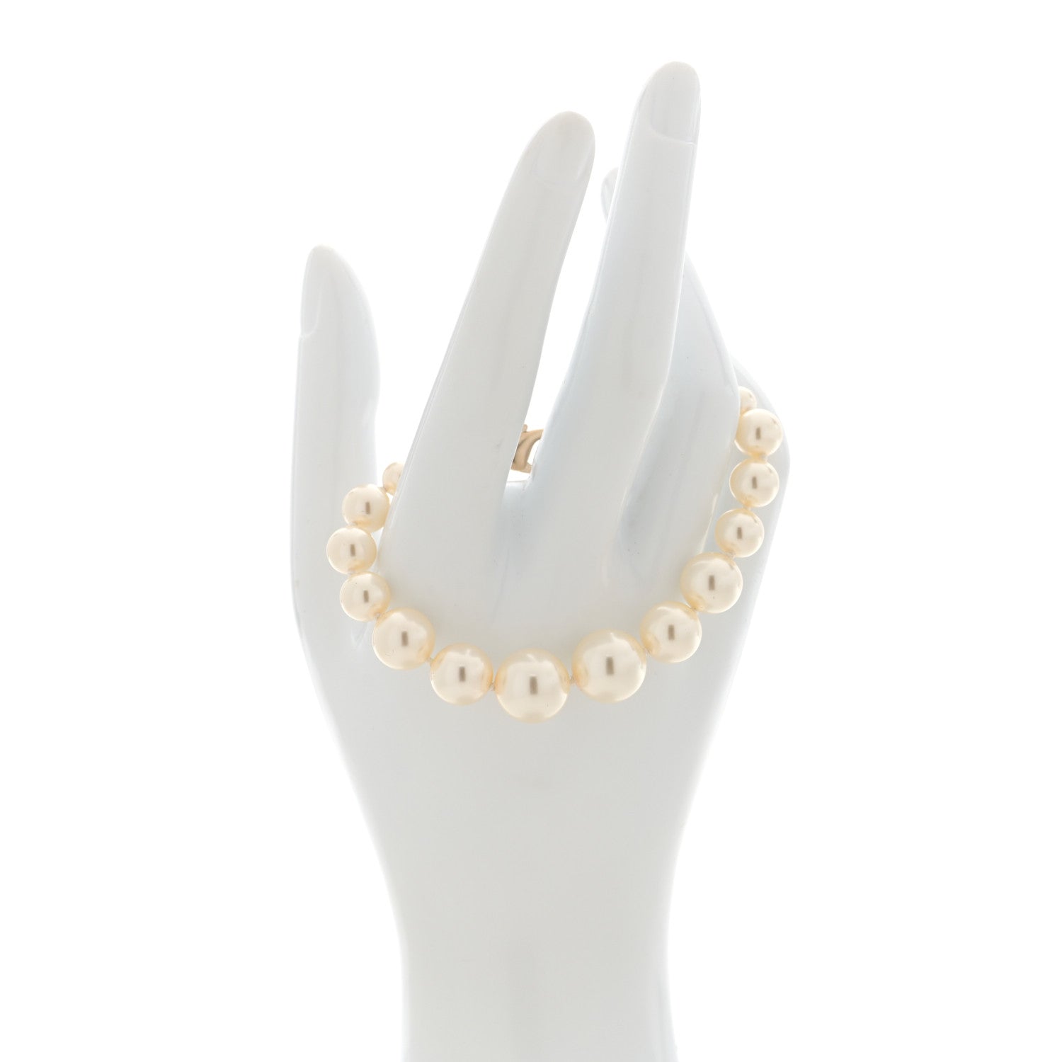 Chanel Graduated Pearl Crystal CC Bracelet Gold