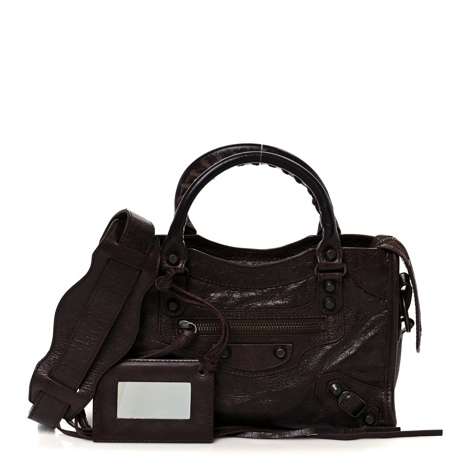 Balenciaga Agneau Classic Hardware Mini City Cigare Fonce