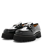 Gucci Cordovan Lux Womens Horsebit 45mm Platform Loafers 39.5 Black