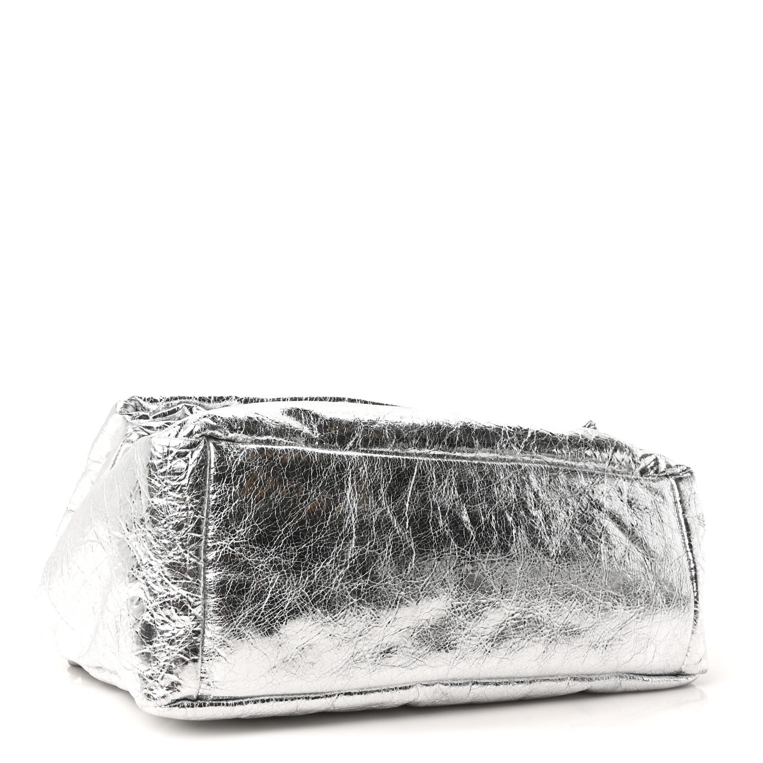 Balenciaga Metallized Arena Calfskin Medium Monaco Chain Shoulder Bag Silver