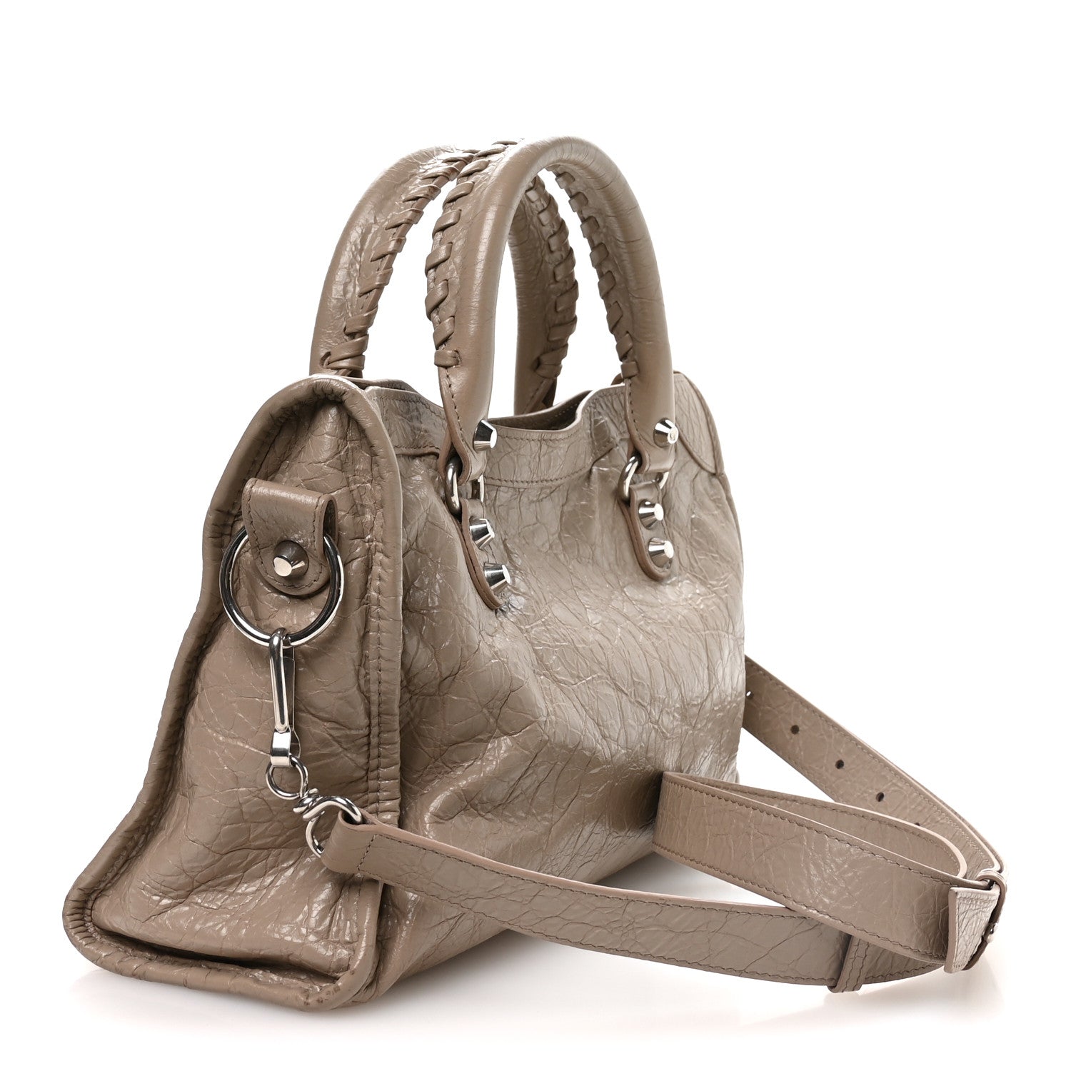 Balenciaga Agneau Arena Storico Silver Hardware Small Le City Beige