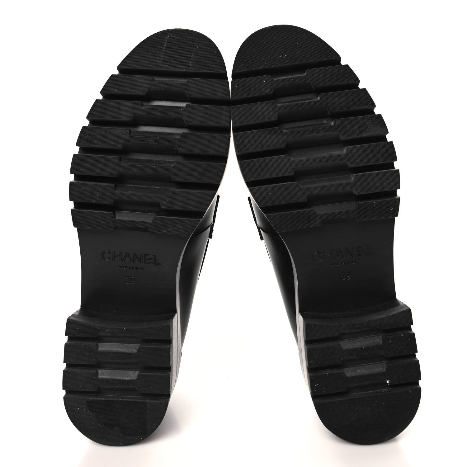 Chanel Calfskin Metal CC Loafers 39 Black