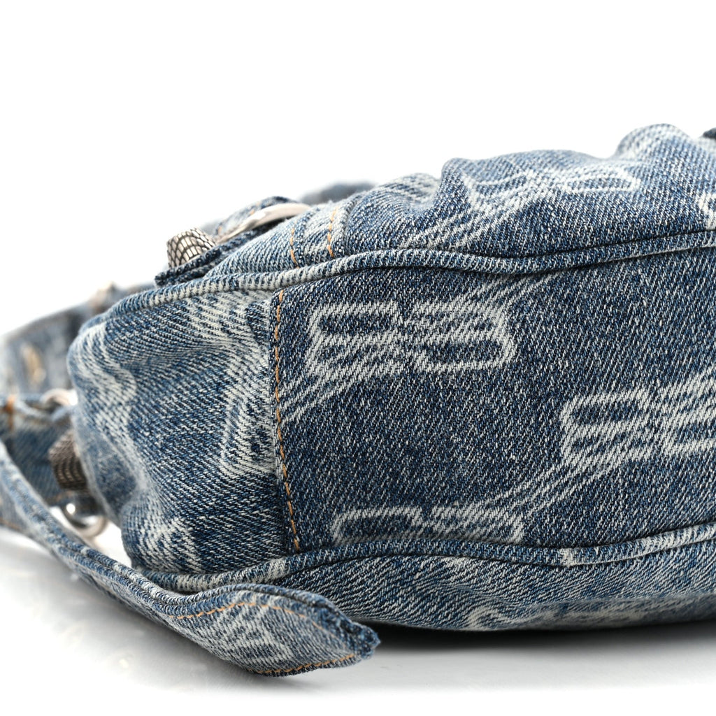 Balenciaga Denim BB Monogram Le Cagole Shoulder Bag XS Blue