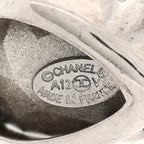 Chanel Crystal CC Tear Drop Earrings Silver