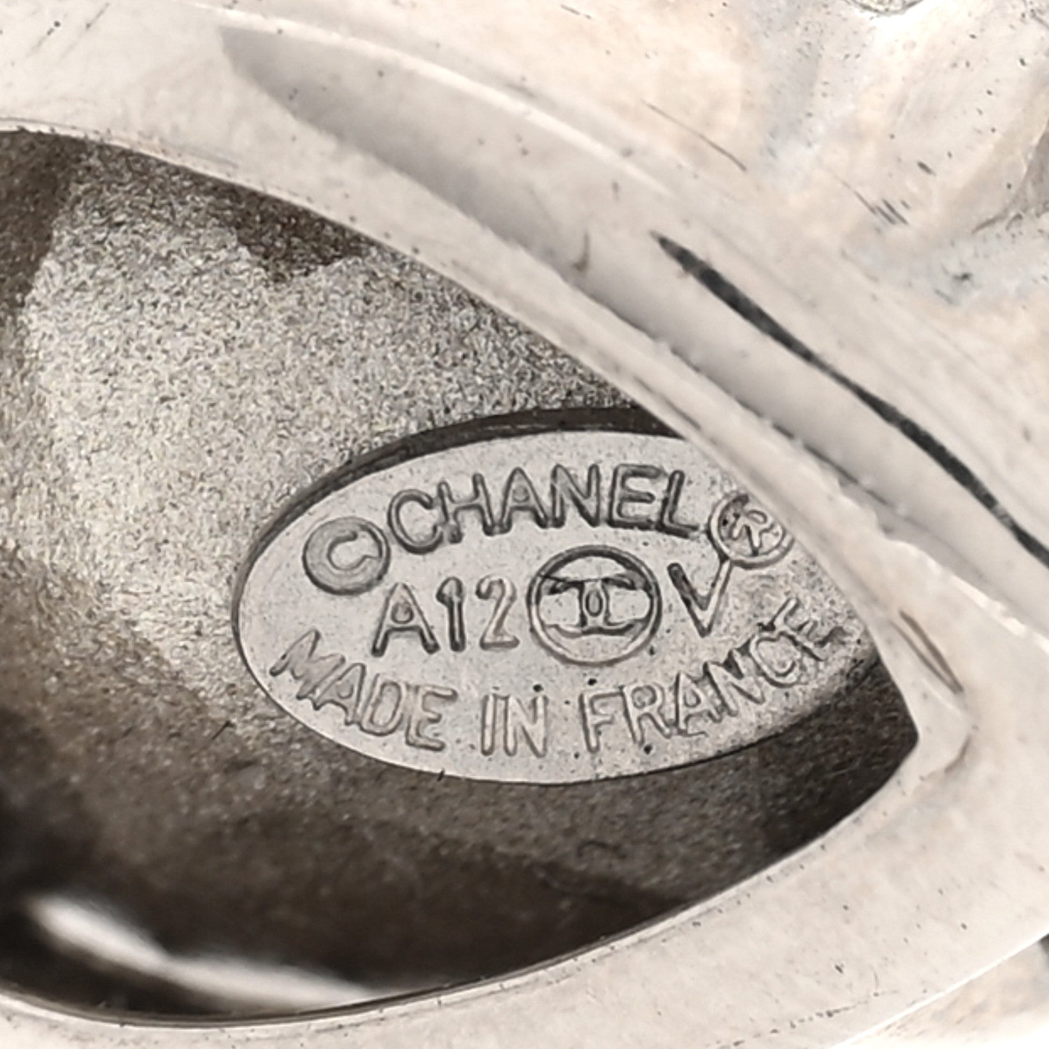 Chanel Crystal CC Tear Drop Earrings Silver
