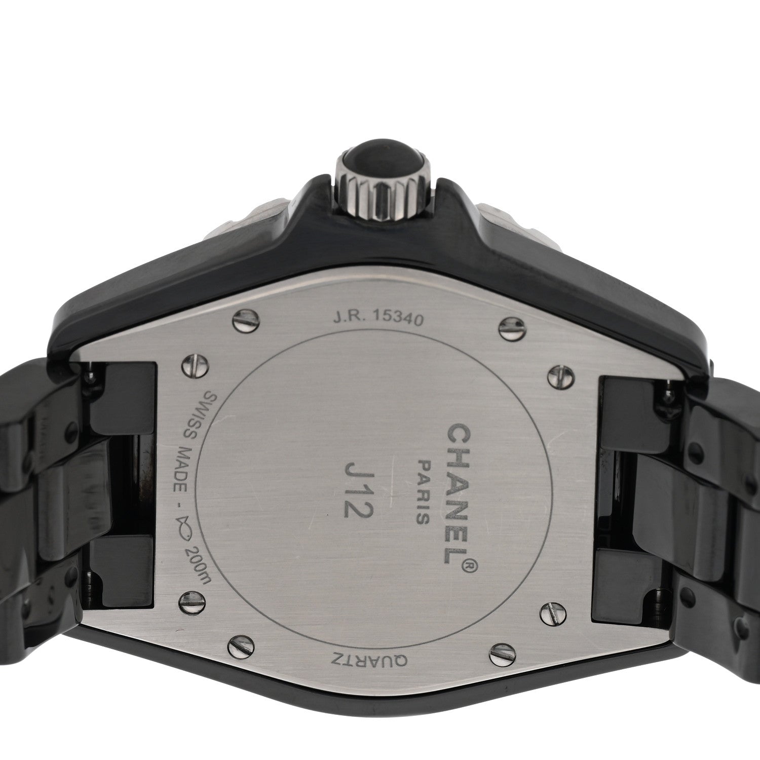 Chanel Stainless Steel Ceramic Diamond 38mm J12 Quartz Watch Black