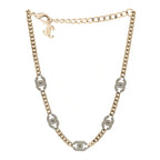 Chanel Crystal Chain CC Necklace Gold Silver
