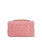 Chanel 19s Pink Lambskin Quilted Mini Rectangular Flap Aged Gold Hardware