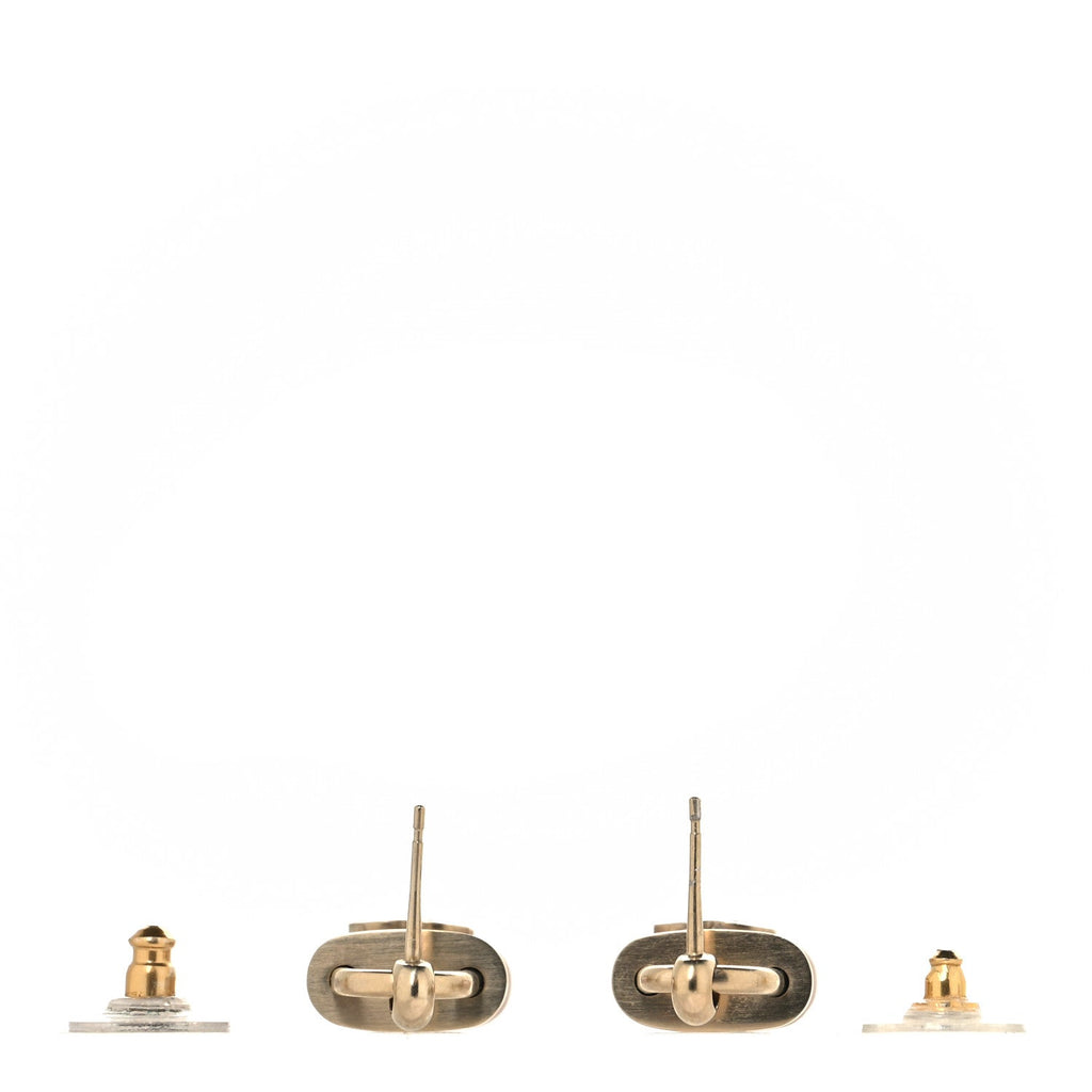 Chanel Resin Glitter Padlock CC Earrings Light Pink Gold