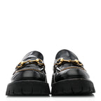 Gucci Cordovan Lux Womens Harald Horsebit 25mm Platform Loafers 38.5 Black