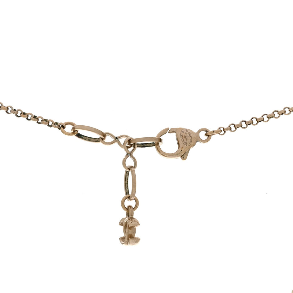 Chanel Resin Strass Pearl Perfume Bottle CC Necklace Black Gold